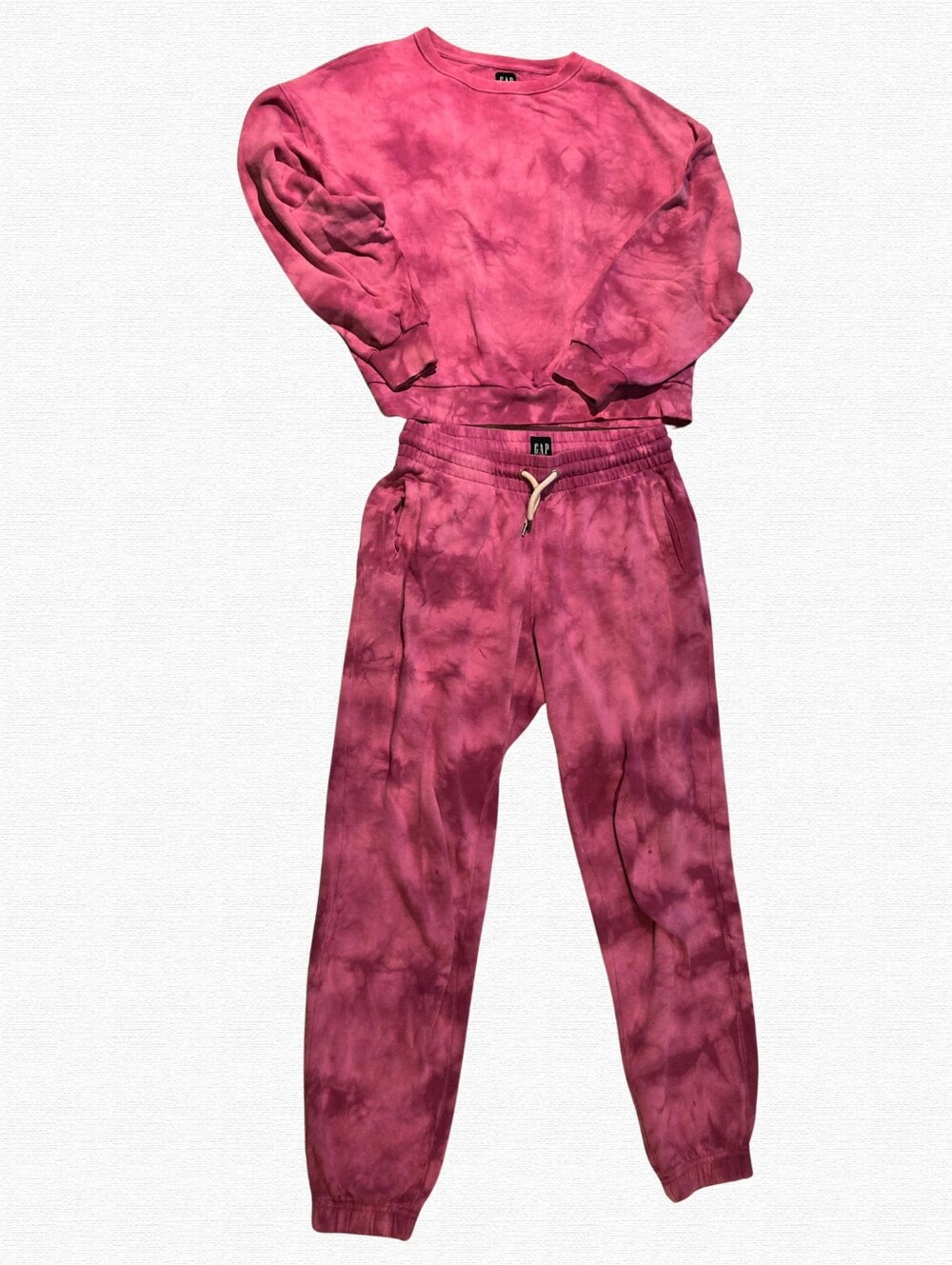 GAP Pink Tie Dye Loungewear Set Crewneck Sweatshirt & Joggers Size XS
